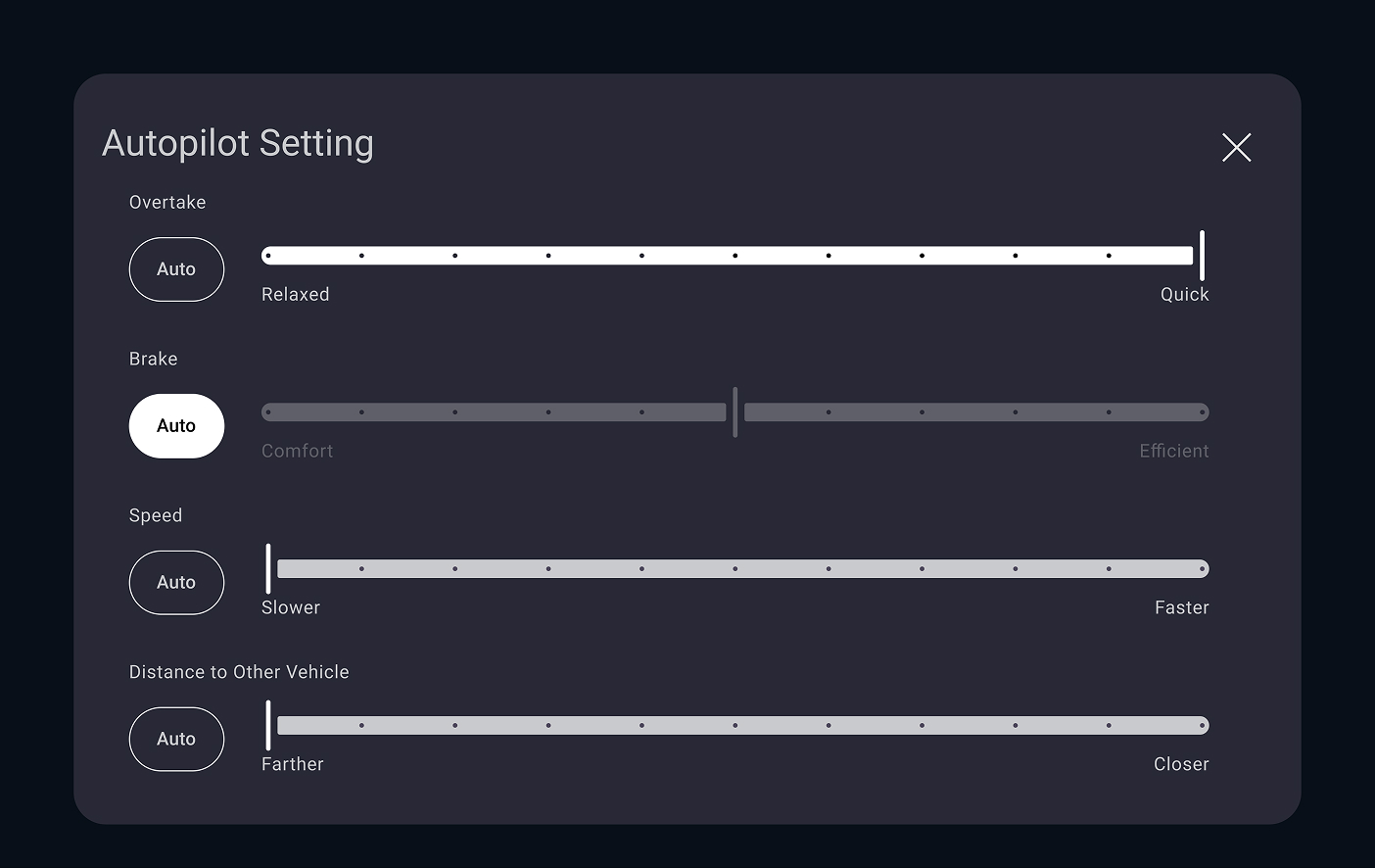 Self-Driving Setting — autopilot preferences